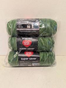 lot 152 image: RED HEART SUPER SAVER YARN  GREEN TONES