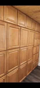 Pallet red brown wall cabinets