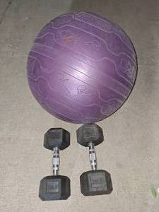 lot 59 image: Weights and exercise ball