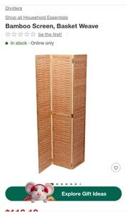 lot 63 image: Bamboo 3 panel screen room divider
