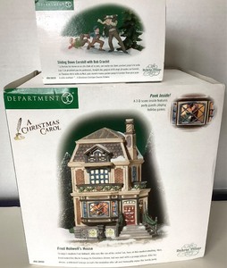 lot 17 image: Dept 56 A Christmas Carol Fred Holiwells House Sliding Down Cornhill With Bob Cratchit