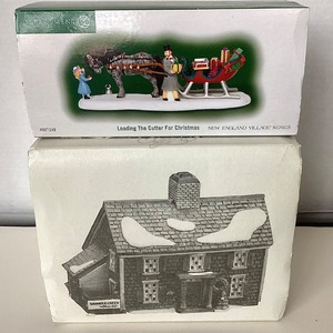 lot 40 image: Dept 56 New England Village Shingle Creek House  Loading the Cutter For Christmas
