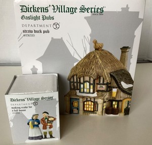 lot 52 image: Dept 56 Dickens Village Straw Duck Pub  Making Ready For a Full House