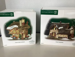 lot 65 image: Dept 56 Dickens Village Frazier Family Farmhouse  Frazier Family Barn