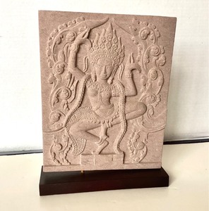 lot 76 image: Carved Stone Apsara Plaque