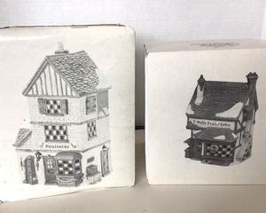 lot 99 image: Dept 56 Dickens Village Poulterer  T. Wells Fruit & Spice Shop