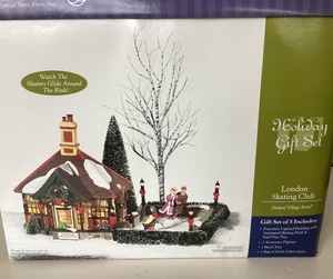 lot 104 image: Dept 56 Dickens Village Series Holiday Gift Set London Skating Club