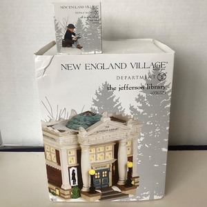 lot 113 image: Dept 56 New England Village The Jefferson Library  All is Safe Where All Can Read
