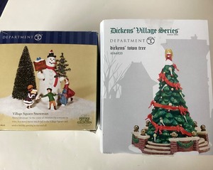 lot 133 image: Dept 56 Dickens Village Series Dickens Town Tree  Village Square Snowman