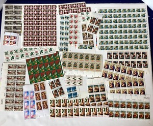 lot 143 image: Group of (Partial Blocks) Mint Sheet Christmas Stamps