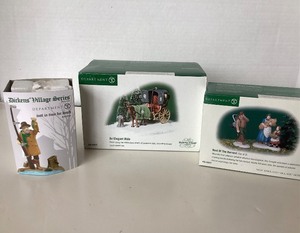 lot 159 image: Dept 56 Dickens Village Series Best of the Harvest  Friendly Neighbors  Just in Time For Lunch