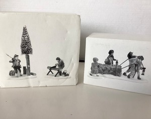 lot 173 image: Dept 56 Dickens Village Lumberjacks  Bringing Home The Yule Log