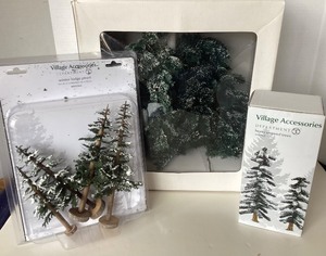lot 177 image: Dept 56 Village Accessories Heavy Snowed Trees (2)  Lodge Pine Trees (4)  Village Green Spruce Trees