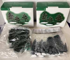 lot 178 image: Dept 56 Village Accessories Village Frosted Spruce (6)  Mixed Lot of 17 Small Evergreens