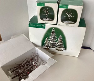 lot 179 image: Dept 56 Village Accessories Bare Branch Trees (5), Winter Berry Trees (2), First Frost Trees (3)