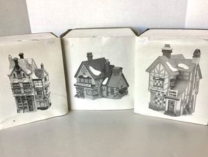 lot 205 image: Dept 56 Dickens Village Series Group of 3 Houses