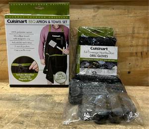 lot 84 image: CUISINART BBQ Apron & Towel Set, Grill Gloves
