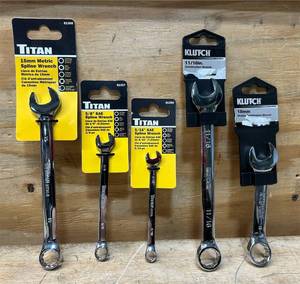 lot 178 image: Titan Clutch, KLUTCH Spline Wrench, Combination Wrench lot of 5