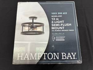 lot 17 image: Hampton Bay Moreland 2-Light Semi-Flush Mount Oil-Rubbed Bronze