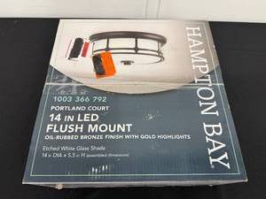 lot 20 image: Hampton Bay 14 in LED Flush Mount Light Oil-Rubbed Bronze