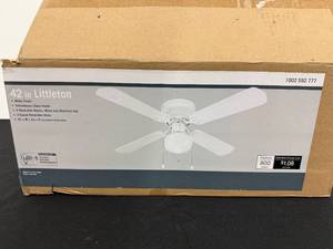 lot 26 image: 42 in Littleton Ceiling Fan with White Finish and Reversible Blades