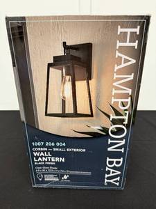 lot 33 image: Hampton Bay Corbin Small Exterior Wall Lantern Black Finish