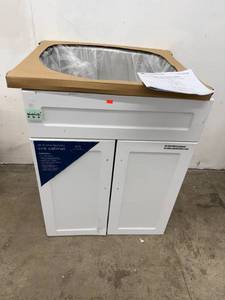 lot 50 image: Glacier Bay All-in-One 24 Laundry Sink Cabinet with Stainless Steel Basin