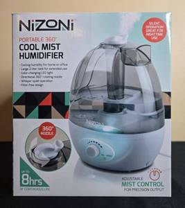 lot 63 image: Nizoni Portable 360 Cool Mist Humidifier with 2-Liter Reservoir in Orig Box