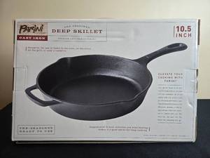 lot 67 image: Parini 10.5 Inch Pre-Seasoned Cast Iron Deep Skillet in Orig Box