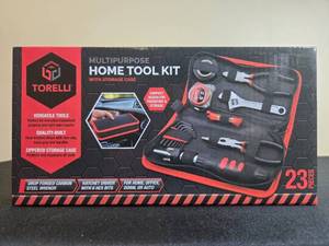 lot 77 image: Torelli Multipurpose 23-Piece Home Tool Kit with Storage Case in Orig Box