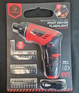 lot 84 image: Torelli Rechargeable Cordless Pivot Driver Flashlight with 30-Piece Bit Set in Orig Pkg