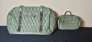 lot 110 image: Bella Russo Quilted 18 Inch Weekender Duffle and Cosmetic Bag Set
