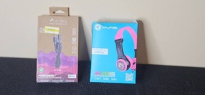 lot 135 image: JLab JBuddies Kids Folding Headphones and Nimble PowerKnit USB-A to Lightning Cable in Orig Pkg