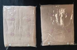 lot 145 image: Set of 2 Urban Habitat Window Curtains with Pink Embroidery in Orig Pkg
