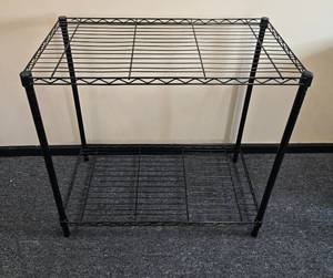 lot 155 image: 2-Tier Black Metal Wire Shelving Rack