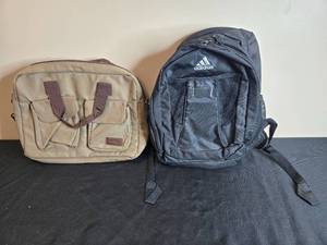 lot 159 image: Adidas Black Backpack and B.T. Russo Tan Shoulder Bag Set