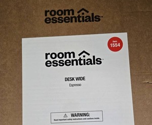 lot 180 image: Room Essentials Wide Desk in Espresso Color in Orig Box