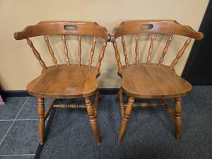 lot 187 image: Pair of Wooden Windsor-Style Dining Chairs