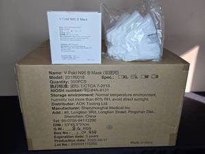 lot 200 image: Box of V Fold N95 B Masks Size L NIOSH Certified - total qty unverified