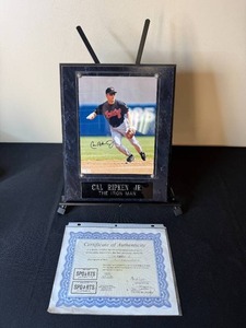 lot 213 image: Cal Ripken Jr. Autographed Photo Plaque with Certificate of Authenticity