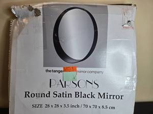 lot 220 image: Parsons Round Satin Black Mirror 28 Inch by The Tangerine Mirror Company