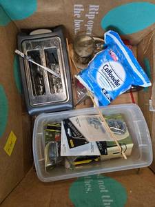 lot 222 image: Household Assortment Toaster, Holmes Fan, Cups, Book, Tray, Hardware, and More