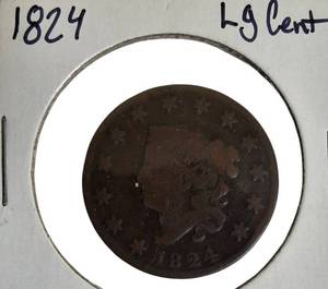lot 2 image: 1824 Coronet Liberty Head Large Cent
