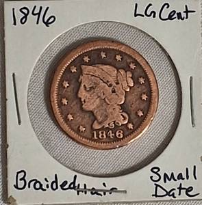 lot 4 image: 1846 Braided Hair Large Cent - Small Date
