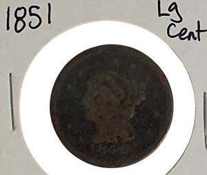 lot 5 image: 1851 Braided Hair Large Cent Coin