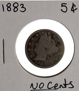 lot 9 image: 1883 5 Cent No Cents