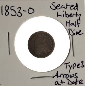 lot 14 image: 1853-O Seated Liberty Half Dime, Type 3, with Arrows at the Date.