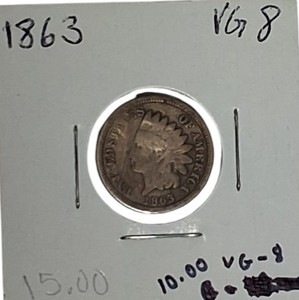 lot 17 image: 1863 Indian Head Cent - Grade VG8