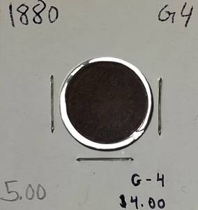 lot 25 image: 1880 Indian Head Cent, Grade G4 (Good-4)