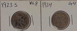 lot 35 image: 1923-S & 1924 Indian Head Buffalo Nickels